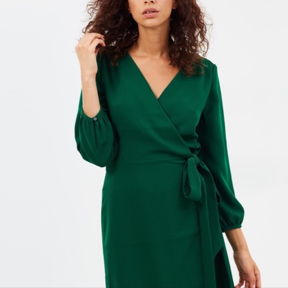 J. Crew Wrap Dress Sz2 Alpine Green 365 Crepe